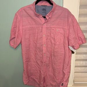 IZOD Saltwater Men’s XL Pink Short Sleeve Button Down Shirt Casual Lightweigh